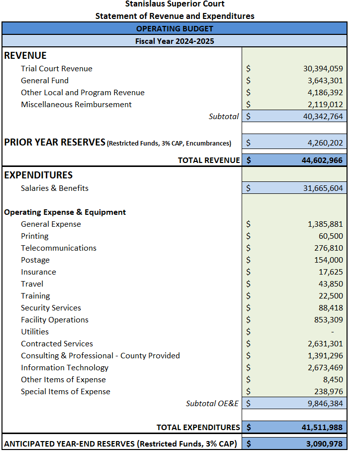 Budget Summary 2024