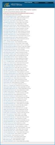 Second screenshot of randomized driving schools from DMV site